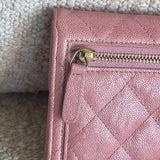 CHANEL Handbag 19S Pink Iridescent Caviar Quilted Flap Wallet - Redeluxe