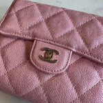 CHANEL Handbag 19S Pink Iridescent Caviar Quilted Flap Wallet - Redeluxe