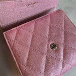 CHANEL Handbag 19S Pink Iridescent Caviar Quilted Flap Wallet - Redeluxe