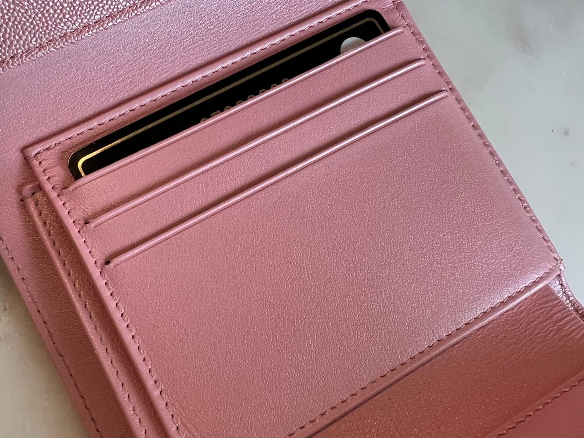 CHANEL Handbag 19S Pink Iridescent Caviar Quilted Flap Wallet - Redeluxe