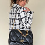 CHANEL Handbag 20A Black Goatskin Quilted 19 Flap Maxi Mixed Hardware - Redeluxe