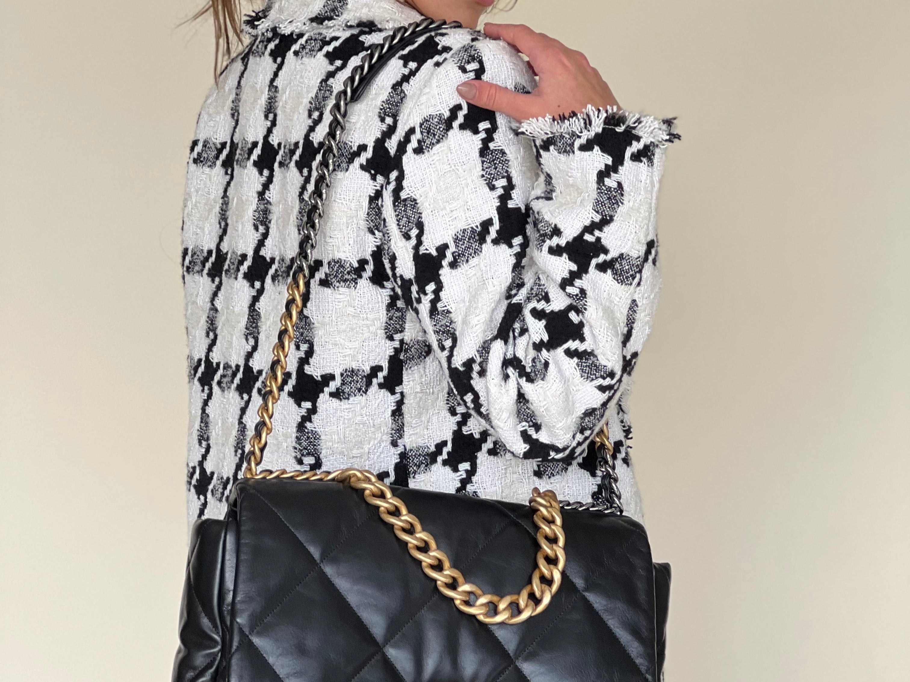 CHANEL Handbag 20A Black Goatskin Quilted 19 Flap Maxi Mixed Hardware - Redeluxe