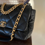 CHANEL Handbag 20A Black Goatskin Quilted 19 Flap Maxi Mixed Hardware - Redeluxe