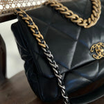 CHANEL Handbag 20A Black Goatskin Quilted 19 Flap Maxi Mixed Hardware - Redeluxe