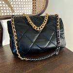 CHANEL Handbag 20A Black Goatskin Quilted 19 Flap Maxi Mixed Hardware - Redeluxe