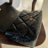 CHANEL Handbag 20A Black Goatskin Quilted 19 Flap Maxi Mixed Hardware - Redeluxe
