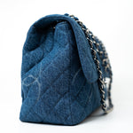 CHANEL Handbag 20B Blue Denim Quilted CC Classic Flap Jumbo SHW - Redeluxe