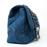CHANEL Handbag 20B Blue Denim Quilted CC Classic Flap Jumbo SHW - Redeluxe