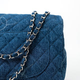 CHANEL Handbag 20B Blue Denim Quilted CC Classic Flap Jumbo SHW - Redeluxe
