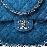 CHANEL Handbag 20B Blue Denim Quilted CC Classic Flap Jumbo SHW - Redeluxe