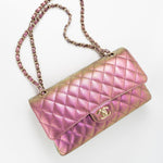 CHANEL Handbag 20B Purple Iridescent Lambskin Quilted Classic Flap Medium w/ Edge Stitching - Redeluxe