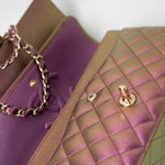 CHANEL Handbag 20B Purple Iridescent Lambskin Quilted Classic Flap Medium w/ Edge Stitching - Redeluxe
