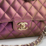 CHANEL Handbag 20B Purple Iridescent Lambskin Quilted Classic Flap Medium w/ Edge Stitching - Redeluxe