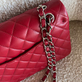CHANEL Handbag 20B Red Lambskin Quilted Classic Flap Medium SHW - Redeluxe