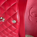 CHANEL Handbag 20B Red Lambskin Quilted Classic Flap Medium SHW - Redeluxe