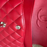 CHANEL Handbag 20B Red Lambskin Quilted Classic Flap Medium SHW - Redeluxe