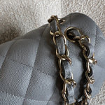 CHANEL Handbag 20C Grey Caviar Quilted Jumbo Classic Flap LGHW - Redeluxe