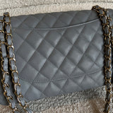 CHANEL Handbag 20C Grey Caviar Quilted Jumbo Classic Flap LGHW - Redeluxe