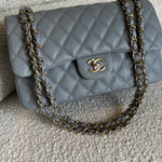 CHANEL Handbag 20C Grey Caviar Quilted Jumbo Classic Flap LGHW - Redeluxe
