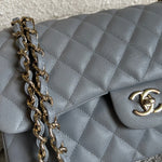 CHANEL Handbag 20C Grey Caviar Quilted Jumbo Classic Flap LGHW - Redeluxe
