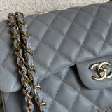 CHANEL Handbag 20C Grey Caviar Quilted Jumbo Classic Flap LGHW - Redeluxe