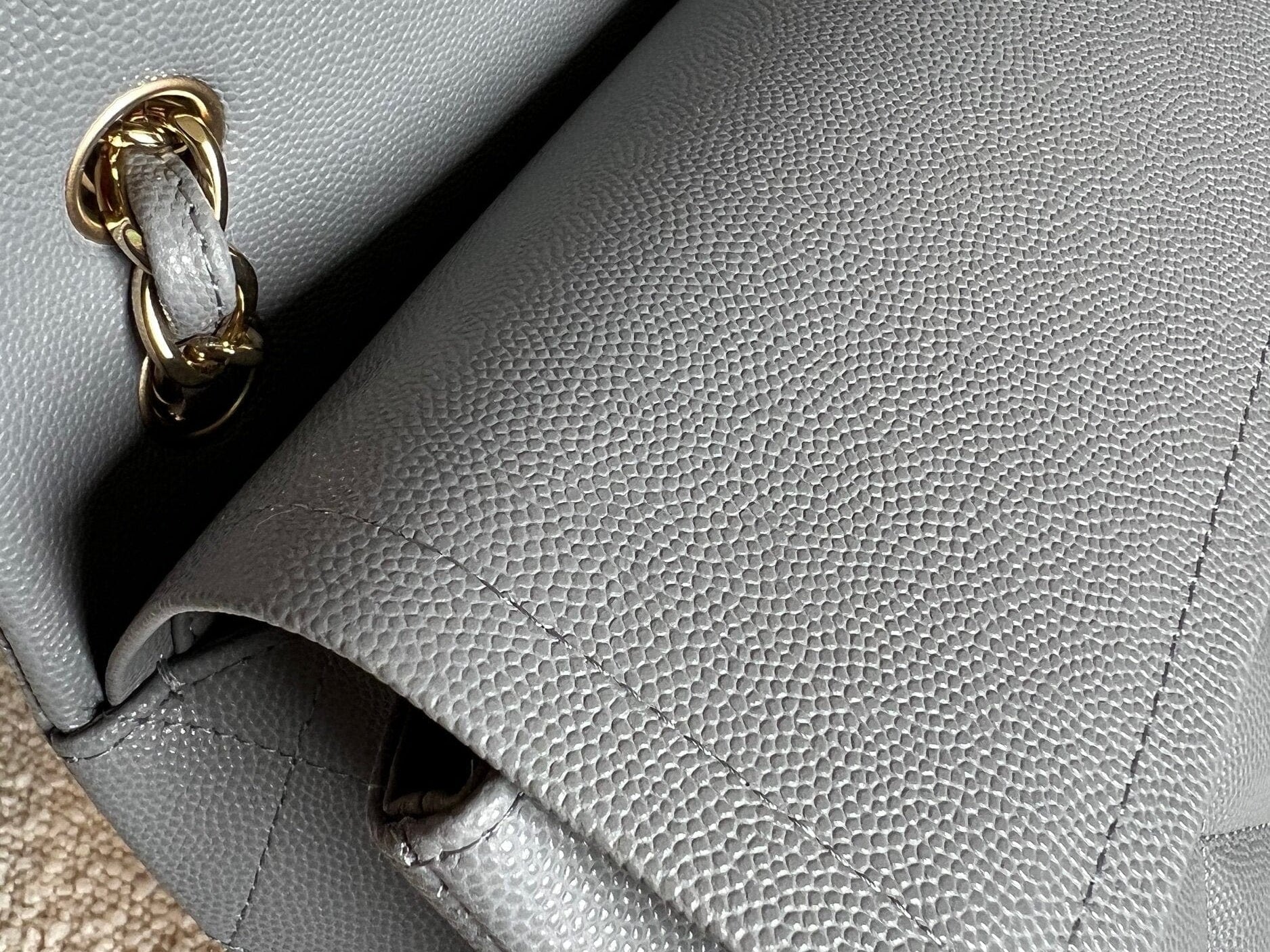 CHANEL Handbag 20C Grey Caviar Quilted Jumbo Classic Flap LGHW - Redeluxe