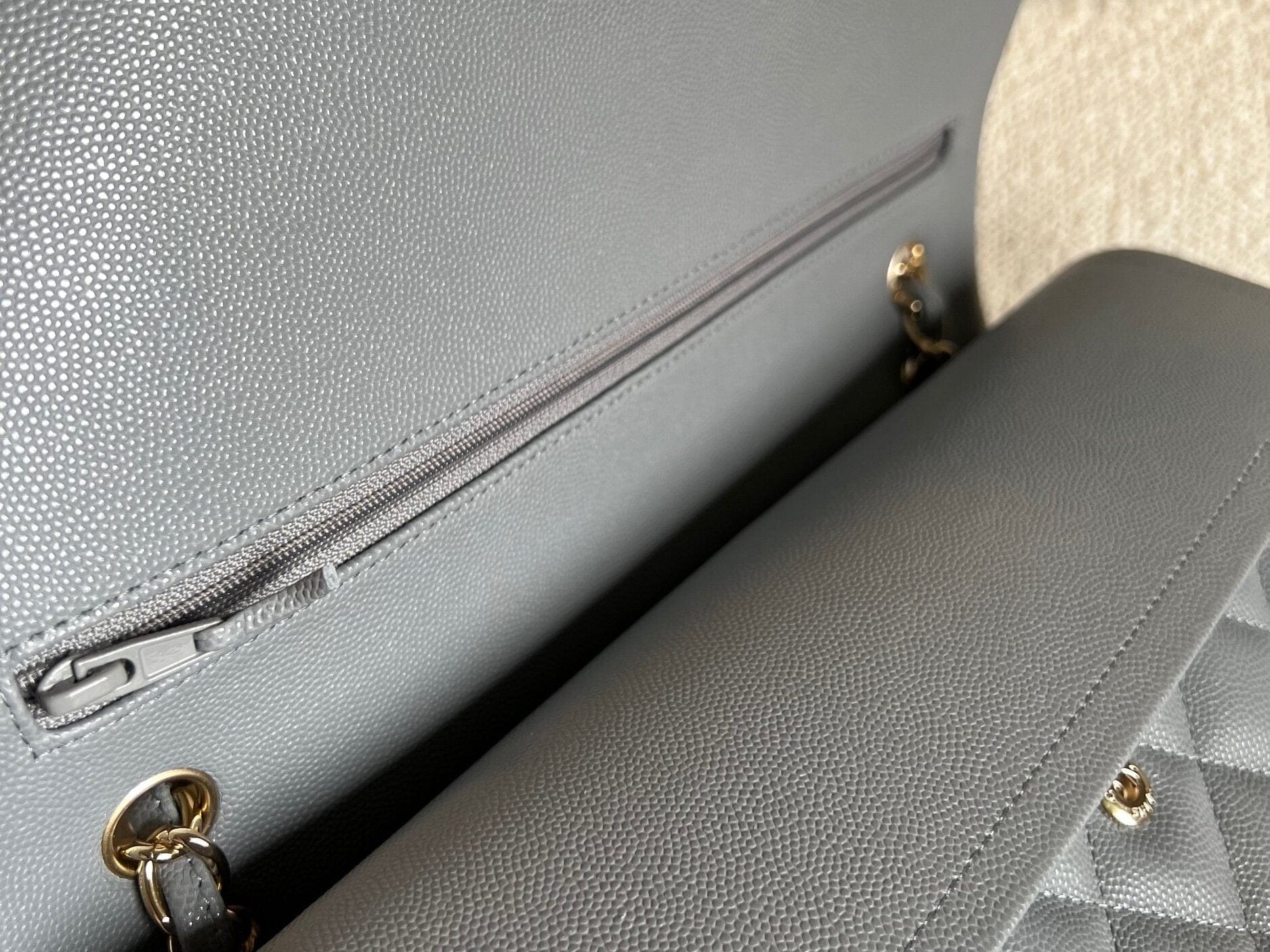 CHANEL Handbag 20C Grey Caviar Quilted Jumbo Classic Flap LGHW - Redeluxe