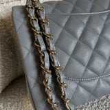 CHANEL Handbag 20C Grey Caviar Quilted Jumbo Classic Flap LGHW - Redeluxe