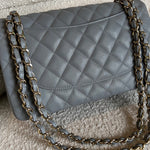 CHANEL Handbag 20C Grey Caviar Quilted Jumbo Classic Flap LGHW - Redeluxe