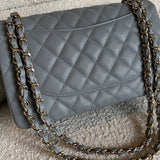 CHANEL Handbag 20C Grey Caviar Quilted Jumbo Classic Flap LGHW - Redeluxe