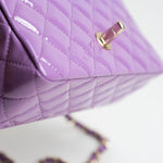 CHANEL Handbag 20C Purple Patent Quilted Mini Rectangular Flap LGHW - Redeluxe