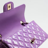 CHANEL Handbag 20C Purple Patent Quilted Mini Rectangular Flap LGHW - Redeluxe