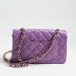 CHANEL Handbag 20C Purple Patent Quilted Mini Rectangular Flap LGHW - Redeluxe