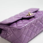 CHANEL Handbag 20C Purple Patent Quilted Mini Rectangular Flap LGHW - Redeluxe