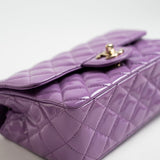CHANEL Handbag 20C Purple Patent Quilted Mini Rectangular Flap LGHW - Redeluxe