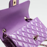 CHANEL Handbag 20C Purple Patent Quilted Mini Rectangular Flap LGHW - Redeluxe
