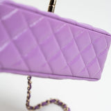 CHANEL Handbag 20C Purple Patent Quilted Mini Rectangular Flap LGHW - Redeluxe