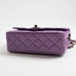 CHANEL Handbag 20C Purple Patent Quilted Mini Rectangular Flap LGHW - Redeluxe