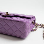 CHANEL Handbag 20C Purple Patent Quilted Mini Rectangular Flap LGHW - Redeluxe