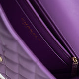 CHANEL Handbag 20C Purple Patent Quilted Mini Rectangular Flap LGHW - Redeluxe