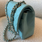 CHANEL Handbag 20C Tiffany Blue Caviar Quilted Classic Double Flap Medium Light Gold Hardware - Redeluxe