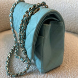 CHANEL Handbag 20C Tiffany Blue Caviar Quilted Classic Double Flap Medium Light Gold Hardware - Redeluxe