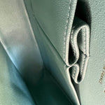 CHANEL Handbag 20C Tiffany Blue Caviar Quilted Classic Double Flap Medium Light Gold Hardware - Redeluxe