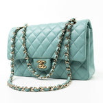 CHANEL Handbag 20C Tiffany Blue Caviar Quilted Classic Flap Medium Light Gold Hardware - Redeluxe