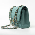 CHANEL Handbag 20C Tiffany Blue Caviar Quilted Classic Flap Medium Light Gold Hardware - Redeluxe