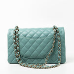 CHANEL Handbag 20C Tiffany Blue Caviar Quilted Classic Flap Medium Light Gold Hardware - Redeluxe