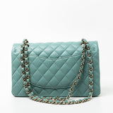 CHANEL Handbag 20C Tiffany Blue Caviar Quilted Classic Flap Medium Light Gold Hardware - Redeluxe