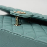 CHANEL Handbag 20C Tiffany Blue Caviar Quilted Classic Flap Medium Light Gold Hardware - Redeluxe