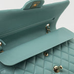 CHANEL Handbag 20C Tiffany Blue Caviar Quilted Classic Flap Medium Light Gold Hardware - Redeluxe