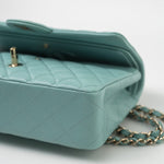 CHANEL Handbag 20C Tiffany Blue Caviar Quilted Classic Flap Medium Light Gold Hardware - Redeluxe